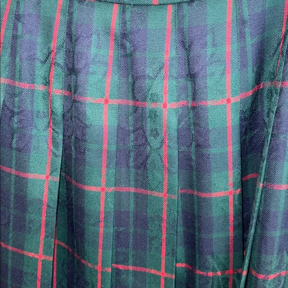 Vintage Pendleton classic preppy plaid hidden floral pleated skirt 14 Petite